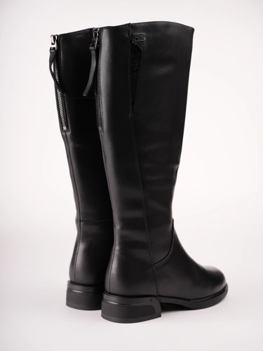 KARISMA Women's Black Leather Knee-High Boots (1)