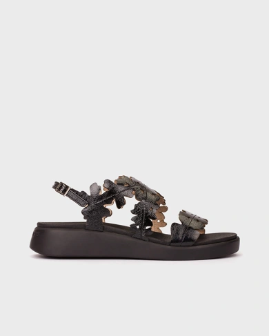 WONDERS black platform sandals for women (2)