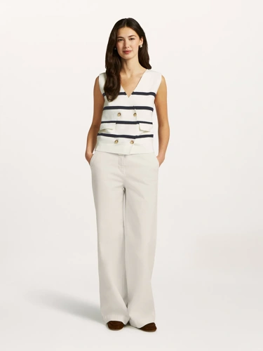 BEAUMONT MARCELLA ladies vest light beige with stripes (3)