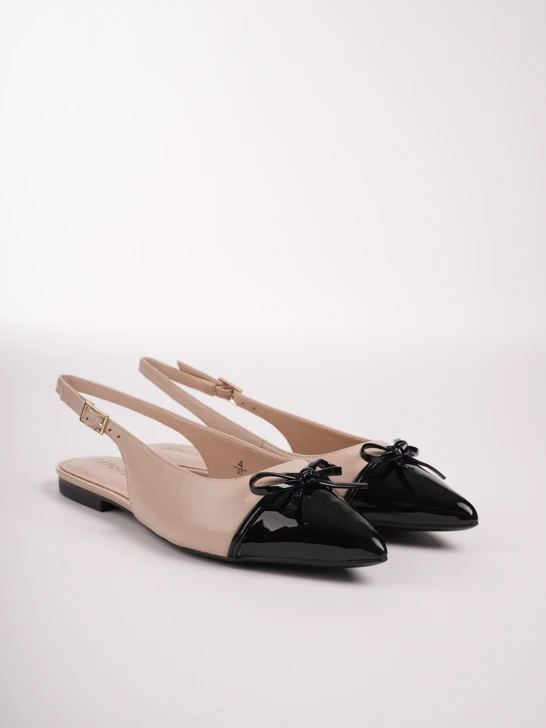 CAPRICE women's ballerinas without heel beige-black