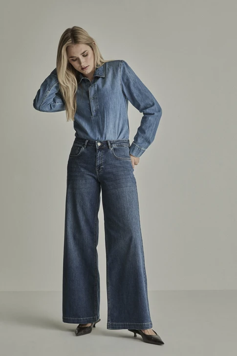 PARAMI CLOË Women's Blue Wide-Leg Jeans