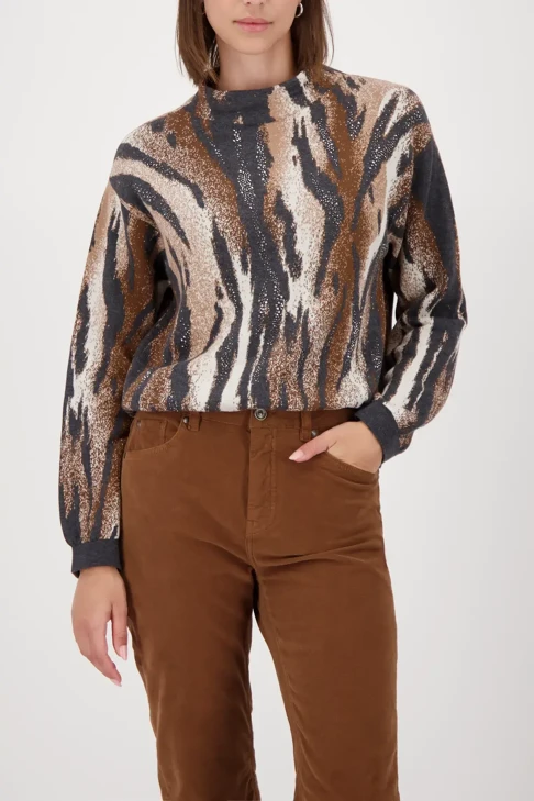 MONARI CIAO BELLA ladies knitted sweater with tiger pattern