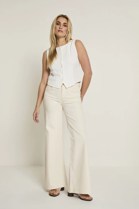 PARAMI SCOTTY women's jeans light beige wide extended