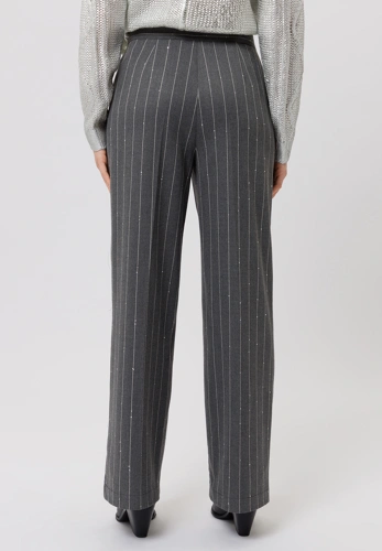 TUZZI ICY EDGE women's trousers grey with white stripe and sequins (1)