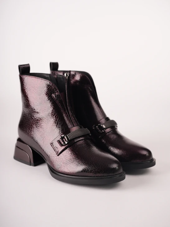 EPICA Women's Ankle Boots in Burgundy Patent Leather