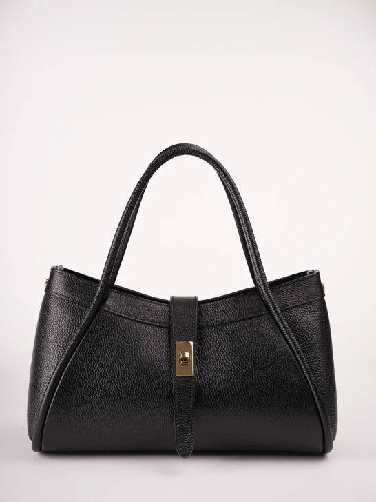 GROSSO BAG Women's Black Leather Handbag