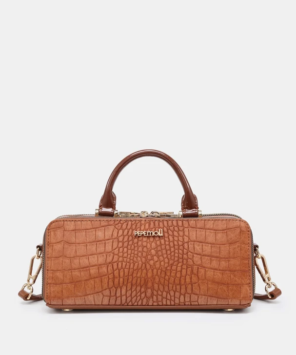 PEPE MOLL Women's Small Cinnamon-Colored Crocodile-Print Handbag
