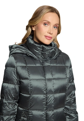 BETTY BARCLAY Women's Quilted Coat with Down and Gray Raccoon Fur, Gray (6)