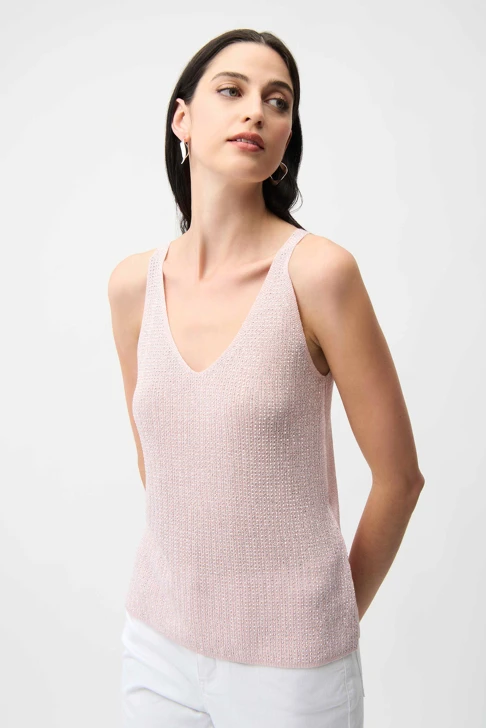 JOSEPH RIBKOFF women's knitted top pink with rhinestones