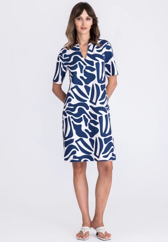 TUZZI BEACH ladies dress blue and white reversible (6)
