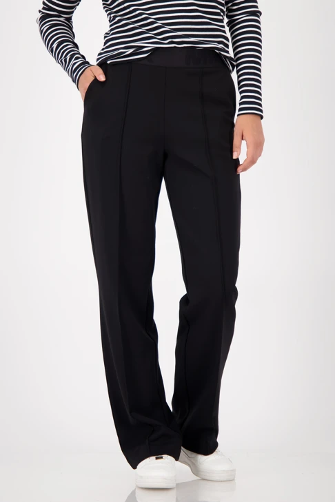 MONARI FASHION CONTRASTS women's black trousers with elastic waist