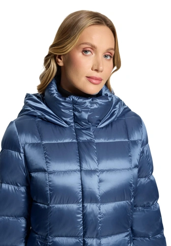 BETTY BARCLAY Women's Quilted Coat with Down and Raccoon Fur, Blue (6)