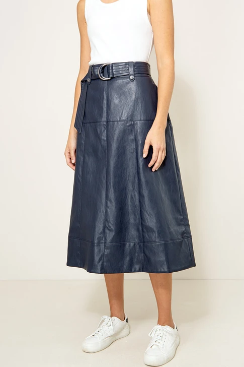 CATNOIR Women's Dark Blue Vegan Leather Skirt