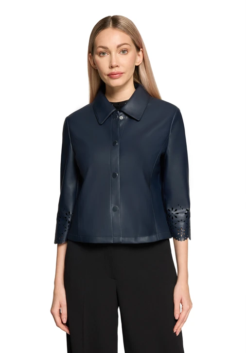 BETTY BARCLAY ladies jacket dark blue leatherette