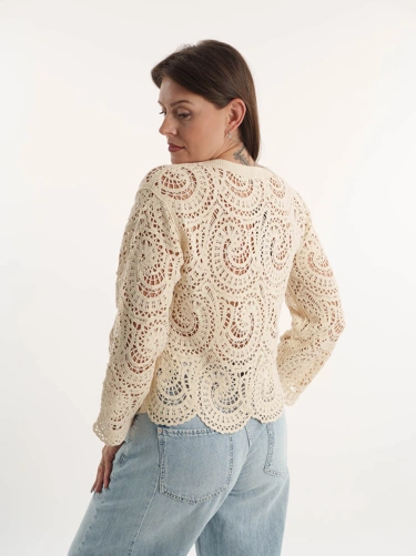 FRANK WALDER women's beige button-down sweater (1)
